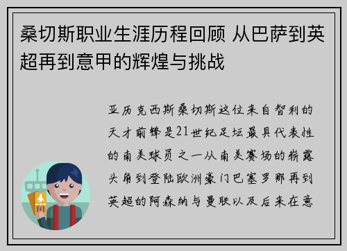 桑切斯职业生涯历程回顾 从巴萨到英超再到意甲的辉煌与挑战